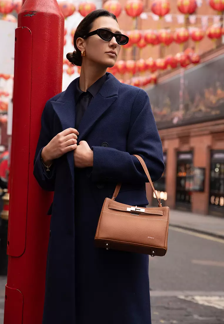 SAOIRSE Soft Structural 扣子皮帶迷你袋 II - 焦糖色