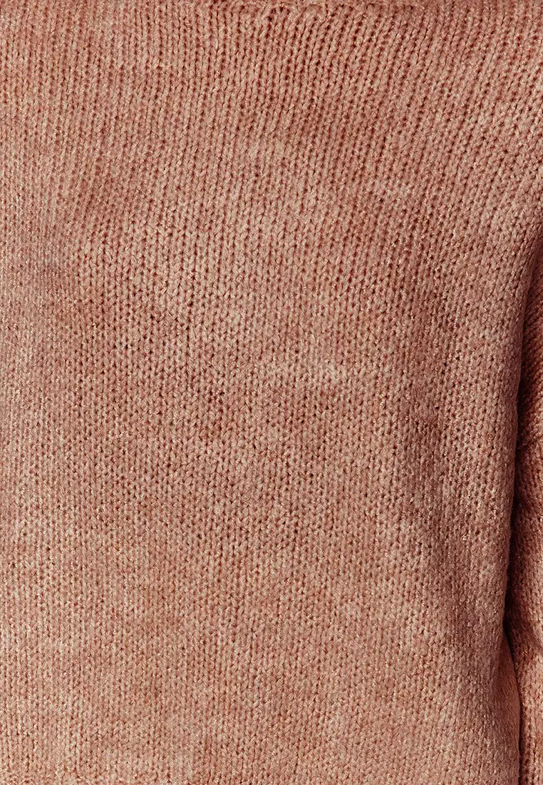 Dusty Rose Soft Texture Thick Crew Neck Knitwear Sweater TWOAW24KZ00290