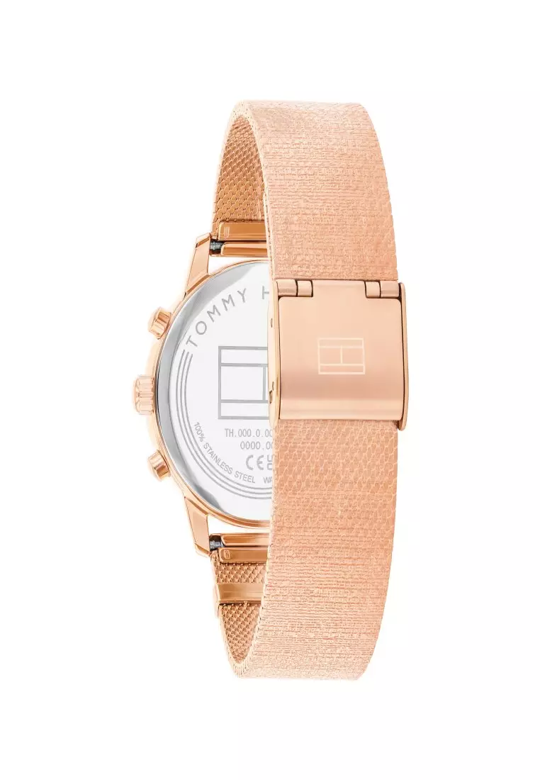 Women's Ionic Plated Rose Gold Mesh Steel Choco Dial Watch - TH1782864