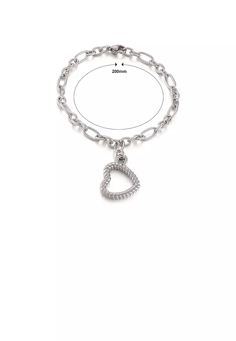 Fashion and Simple Hollow Heart-shaped 316L Stainless Steel Bracelet
