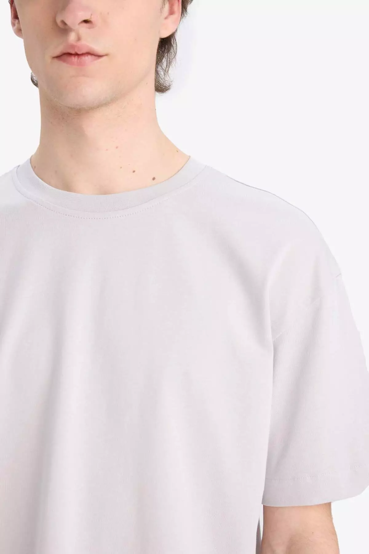 100% 棉 寬鬆闊管圓領基本款淨色短袖T恤 E6885Axns