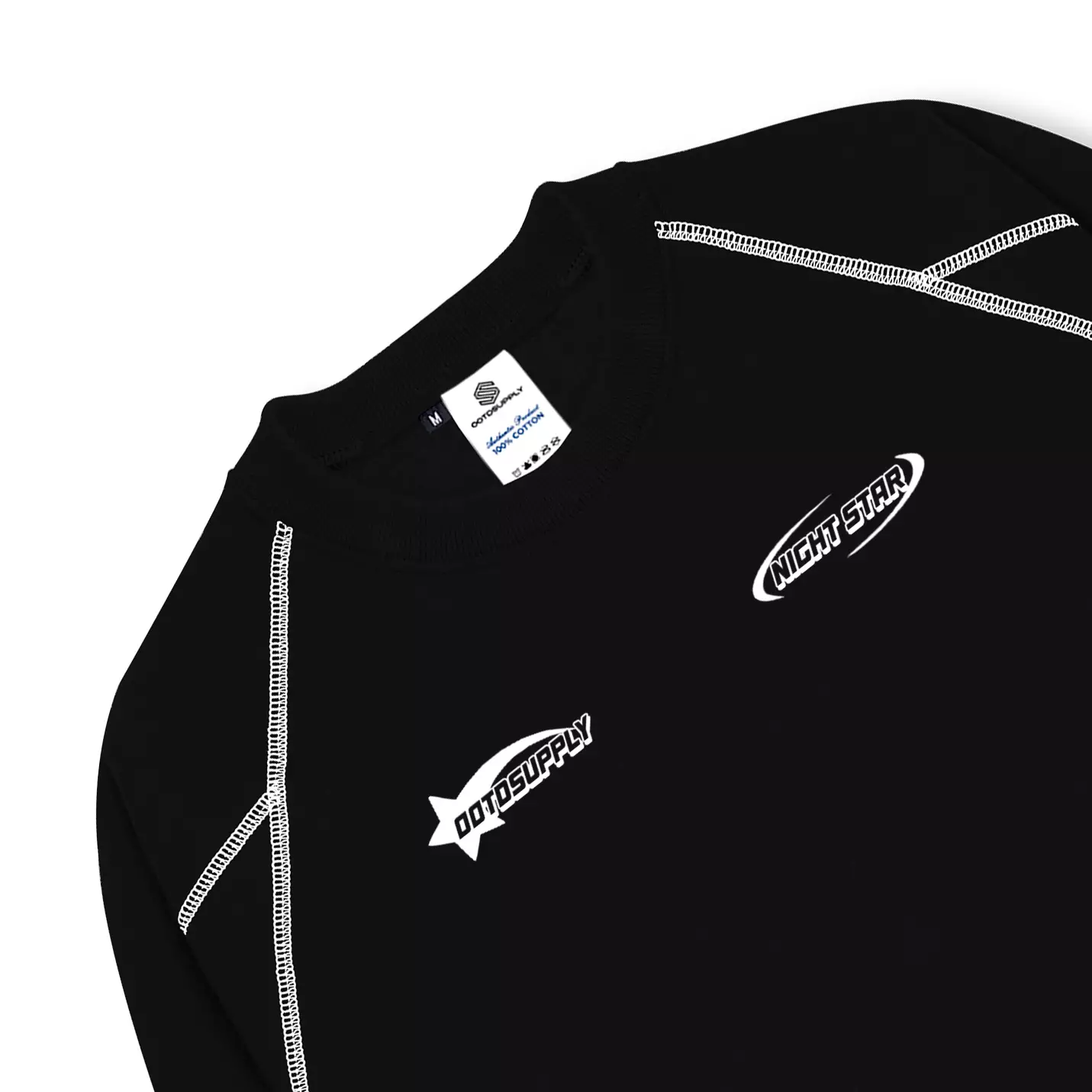 OOTDSUPPLY Crewneck Ersix Stitch Black | Sweater Pria & Wanita CNSTITCH002