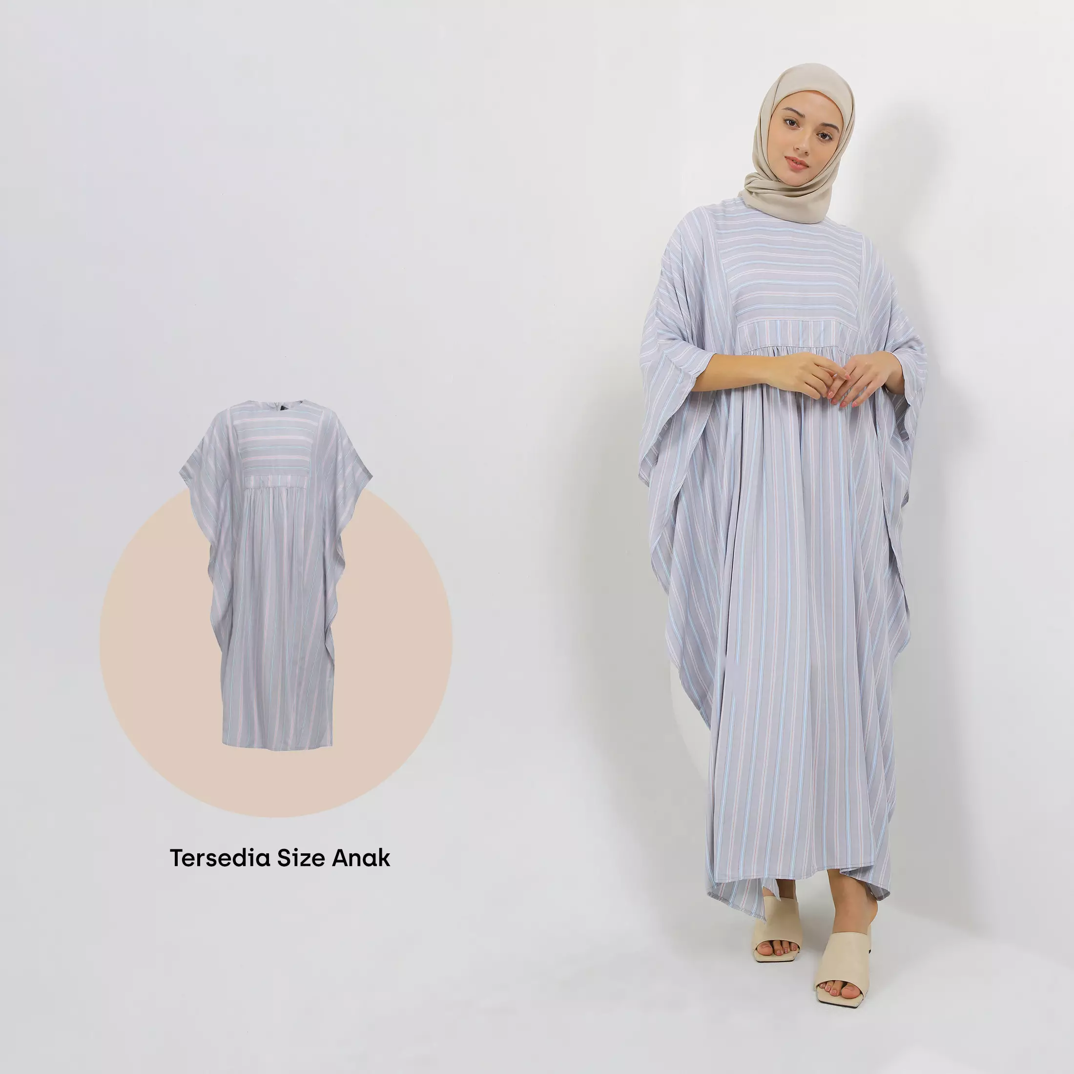MFMW Lil Luyanda Dress Kaftan Anak Abu Motif Salur