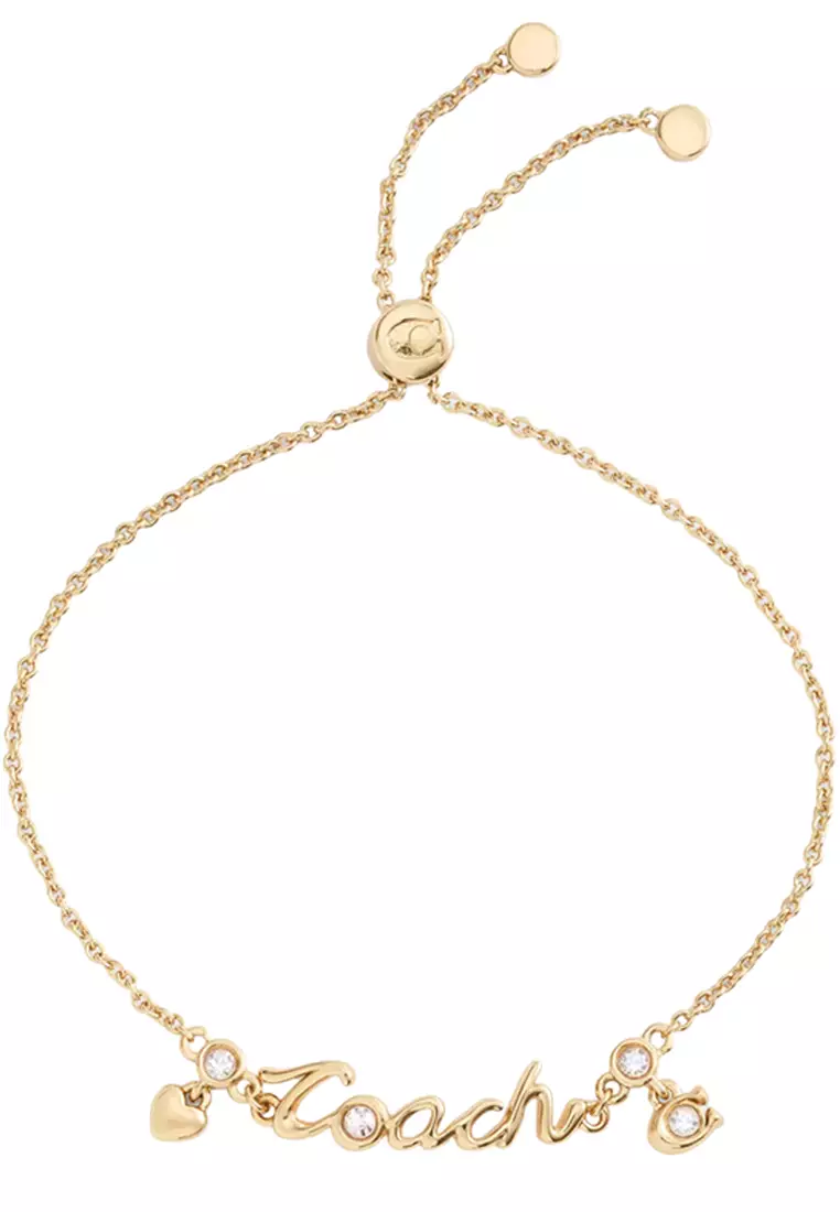 Script Heart Slider Bracelet - Gold CAD53