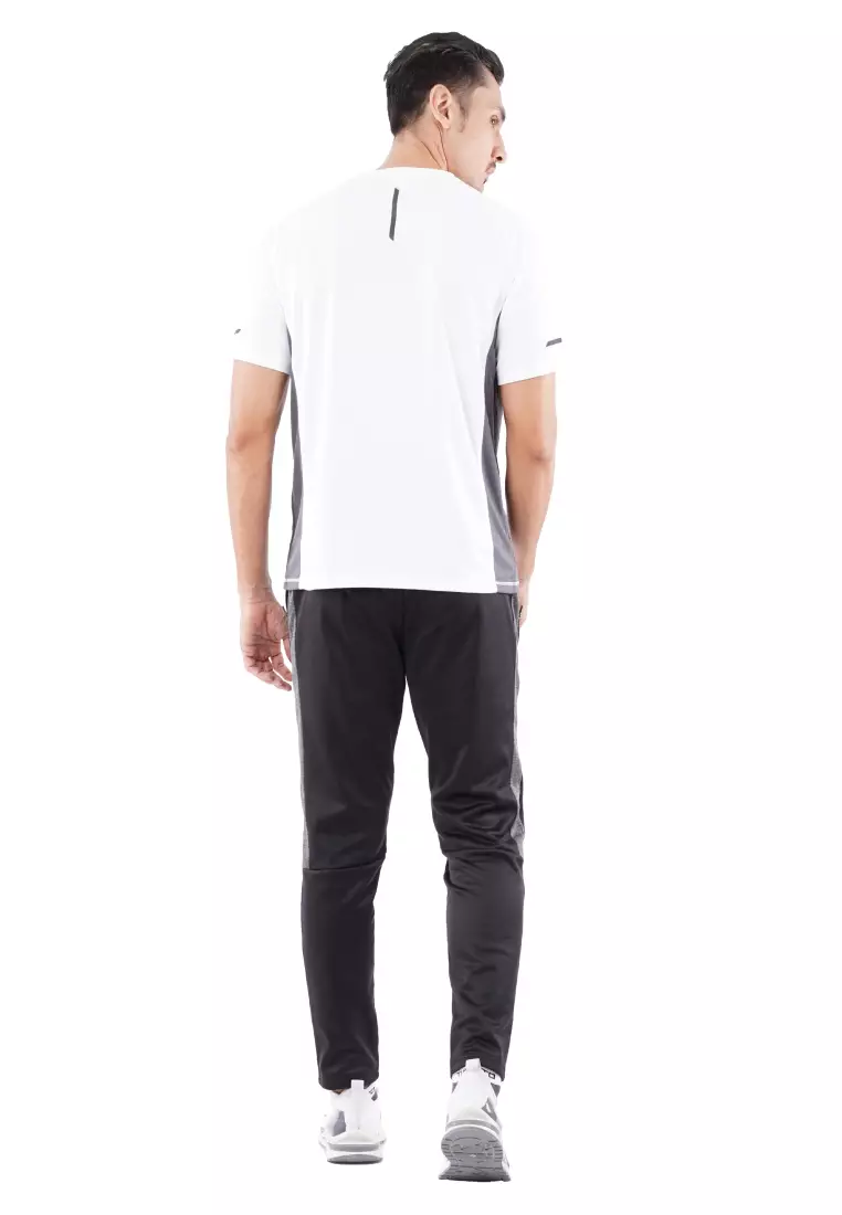 Tiento Setelan Olahraga Kaos Lari Dry Fit Short Sleeve Xlite White Lengan Pendek Baju Running Celana Panjang Training Gym Fitness Sport Extra Lite Black