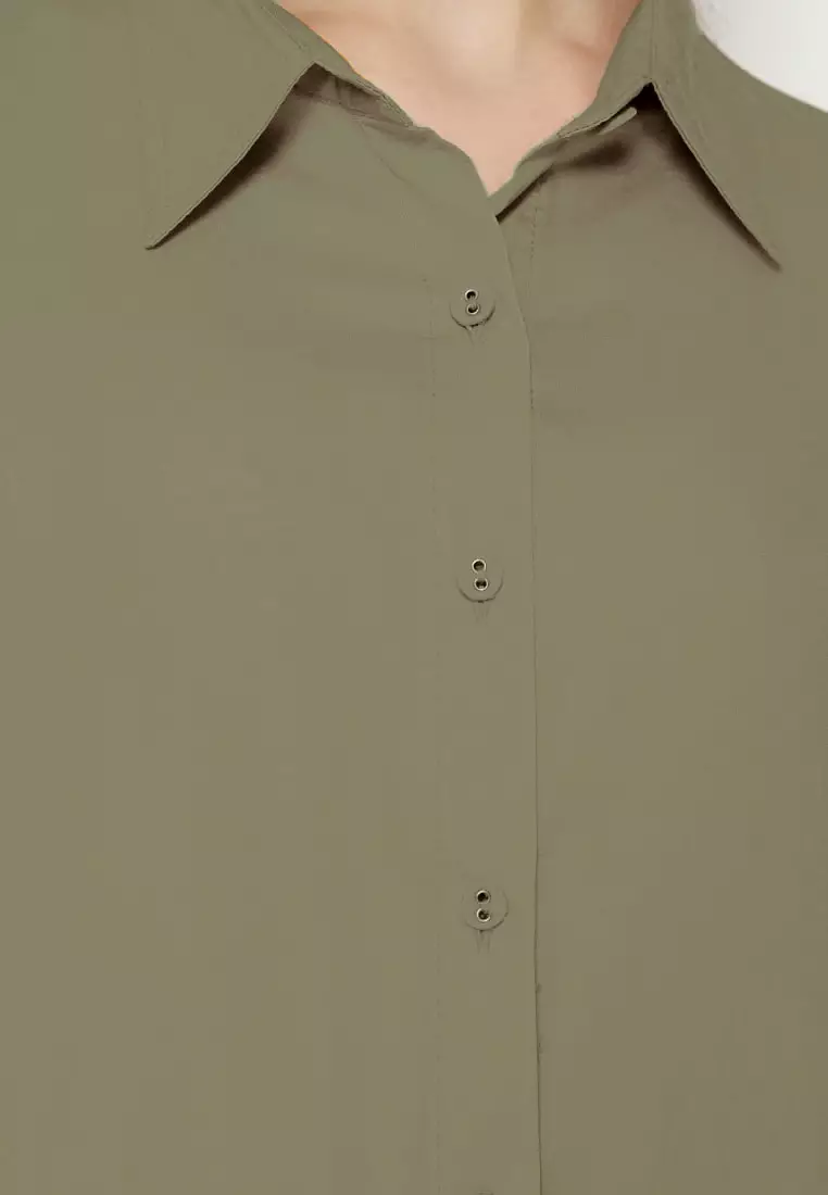 Plain Shirt Sage Green With Long Sleeve By Brilliant Girl Warna HIJAU