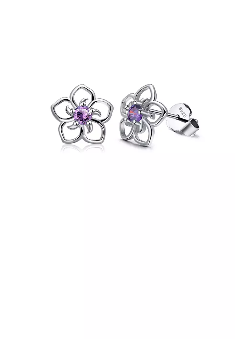 Purple hotsell flower earrings