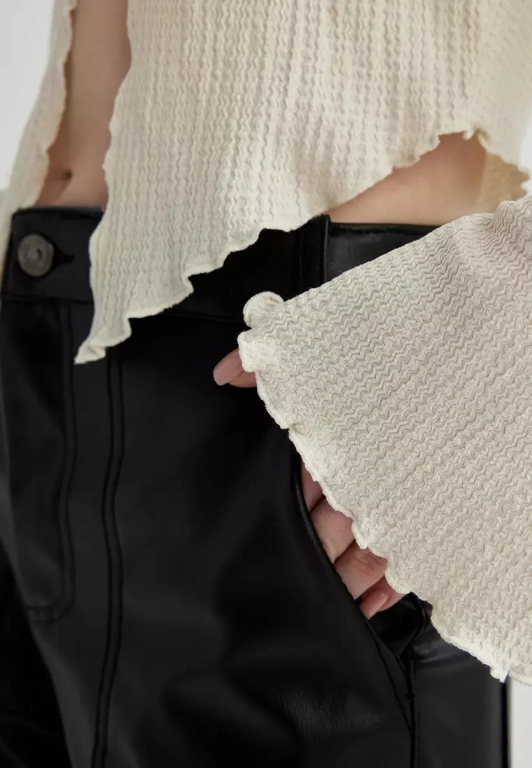 Textured Cropped Shirt