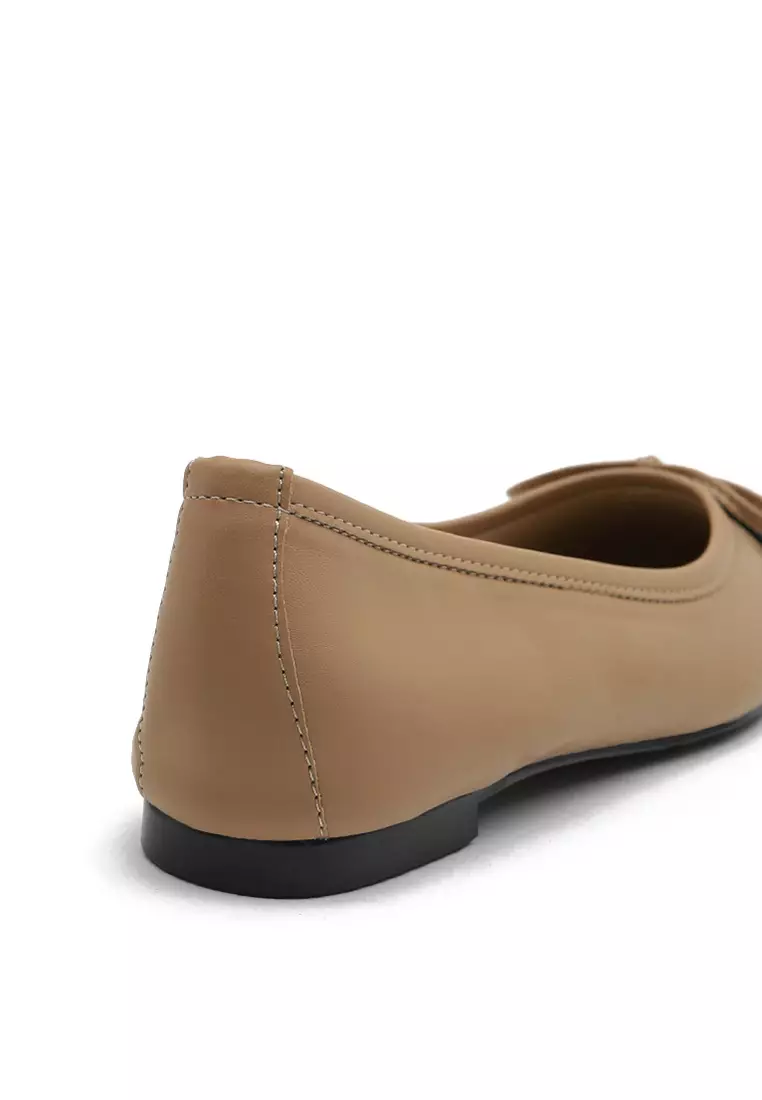 Malette two tone Ribbon Flats (1cm) - Black/Dark Beige