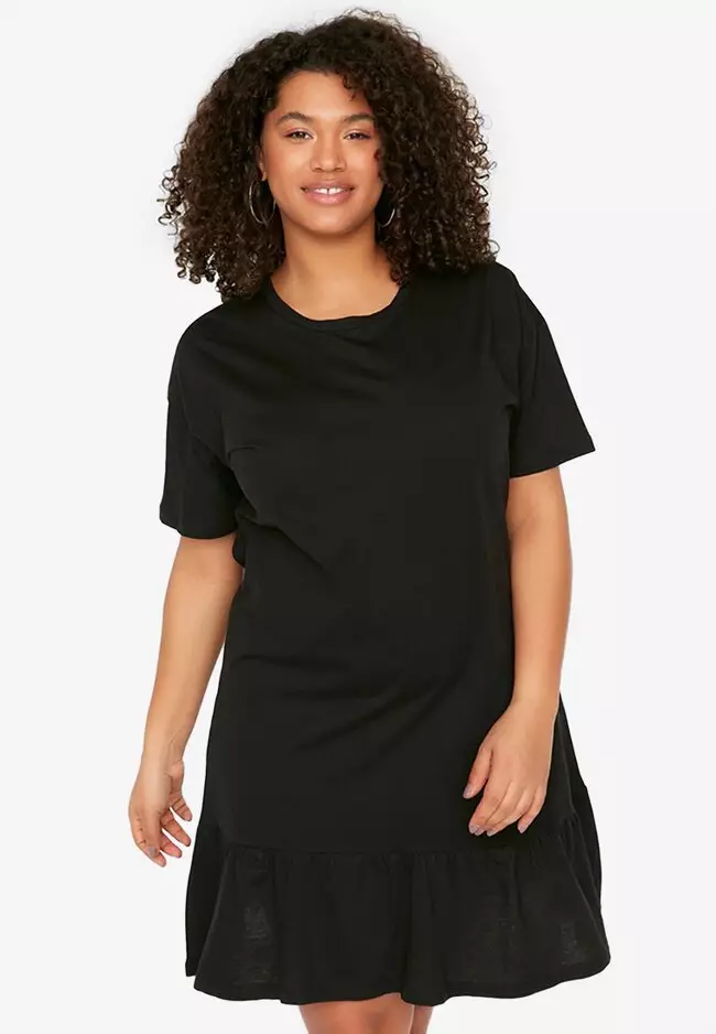 T shirt dress with ruffle outlet sleeves