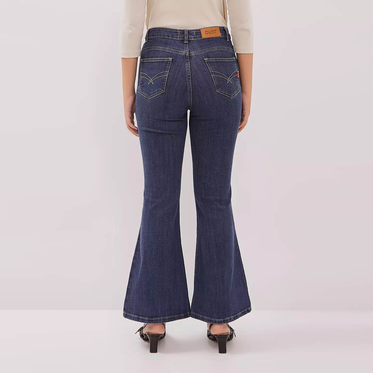 DUST Celana Bell Bottom Denim Laluna Medium Dark Blue (D.3833)