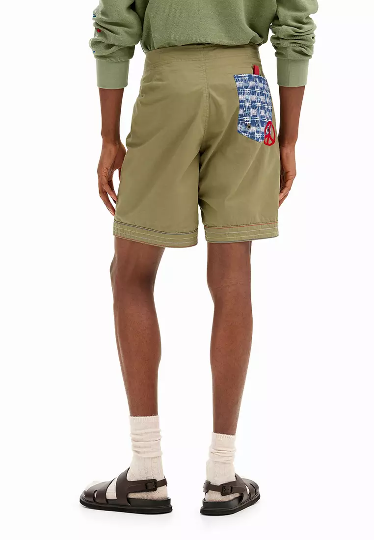 Desigual Man Embroidered cotton board shorts.