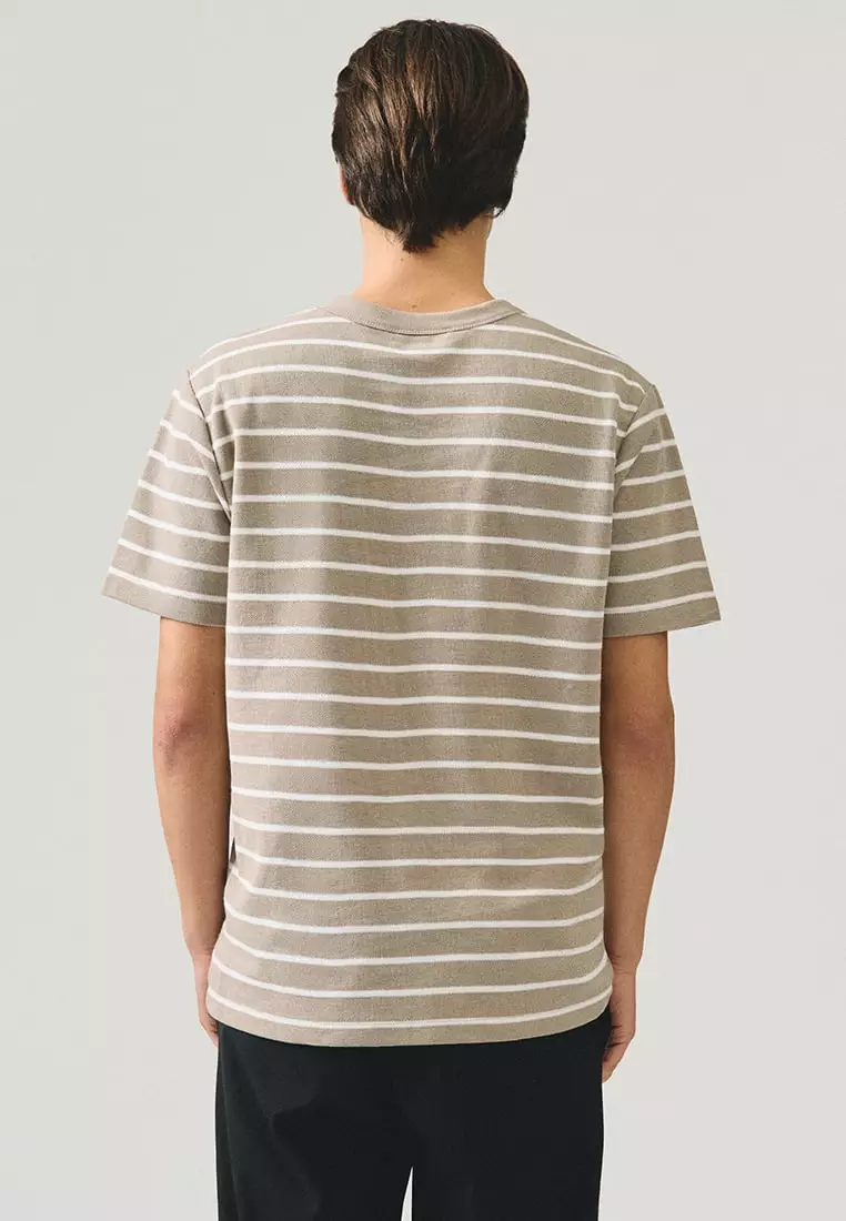 Regular Fit Striped T-Shirt In Honeycomb Pique