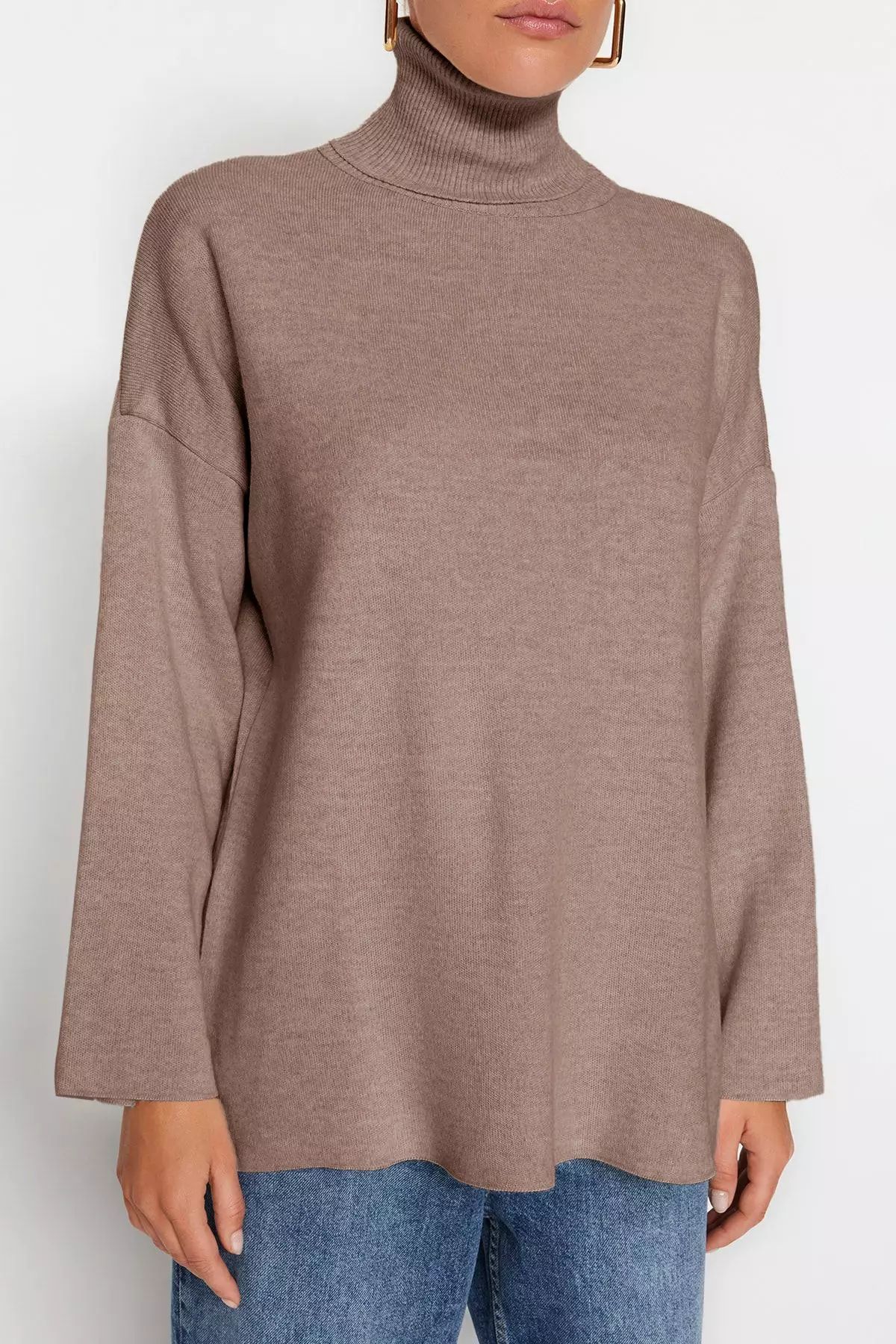 Mink Wide Fit Basic Knitwear Sweater