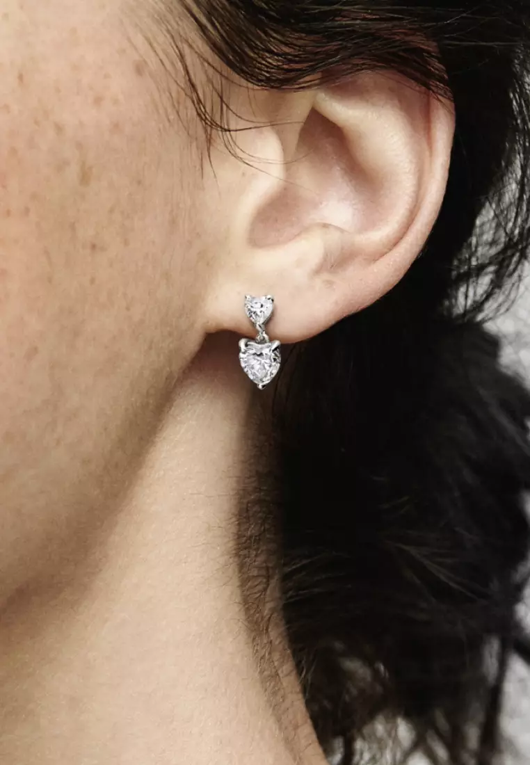 Buy PANDORA Pandora Double Heart Sparkling Stud Earrings Online