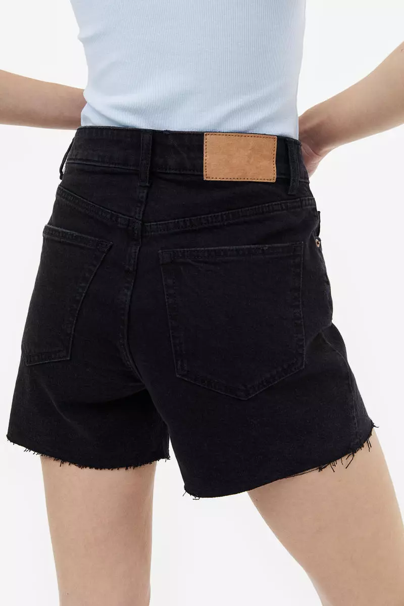 H&m black denim outlet shorts