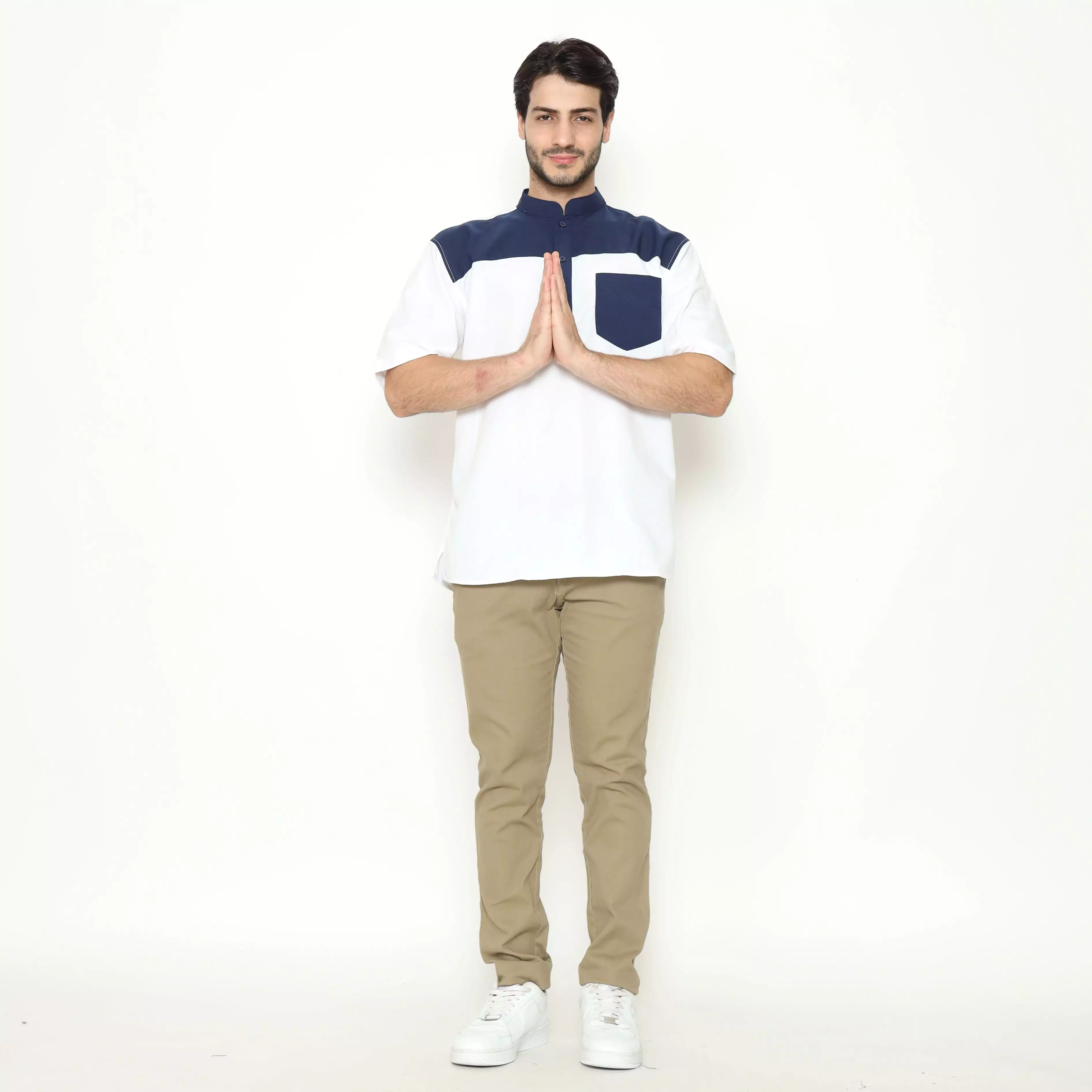 AMK Kemeja Koko Pria Lengan Pendek KK BB 006 S/s Cap 6 White