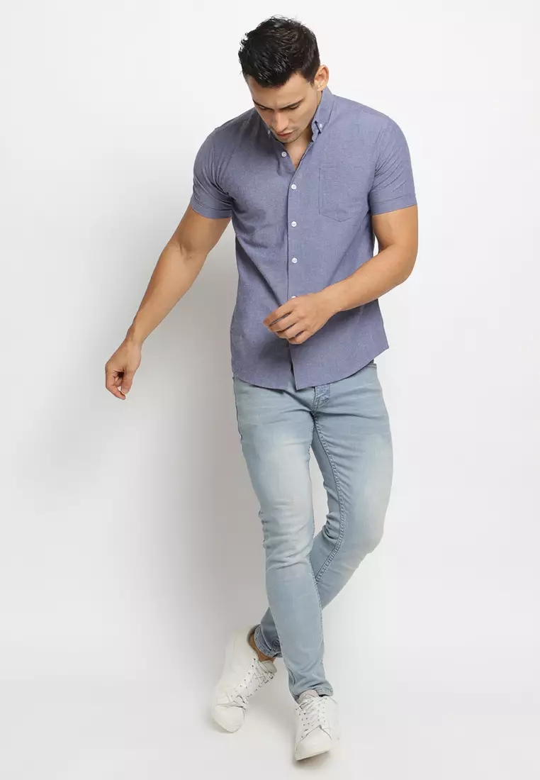 Blue Oxford SS Shirt