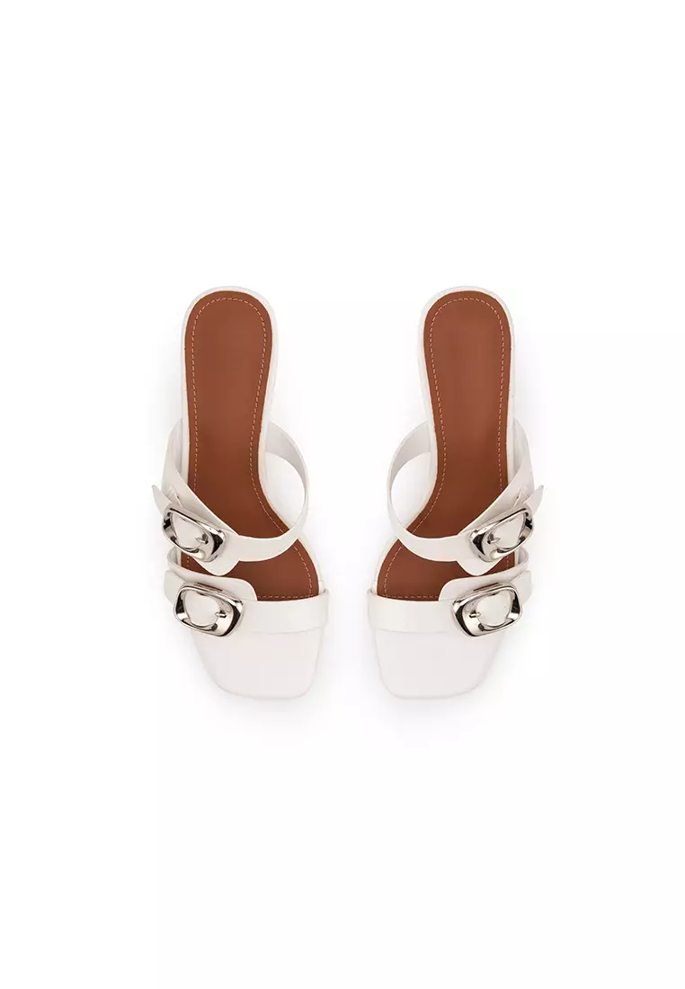 BUCKLE DUO STRAP MID HEEL SLIDE