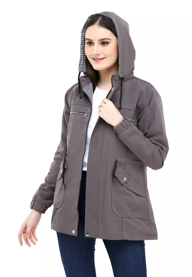 Hardwin Jaket Wanita Adventure Casual Longsleeve Jacket Outer Material Baby Canvas ORIGINAL - Gray