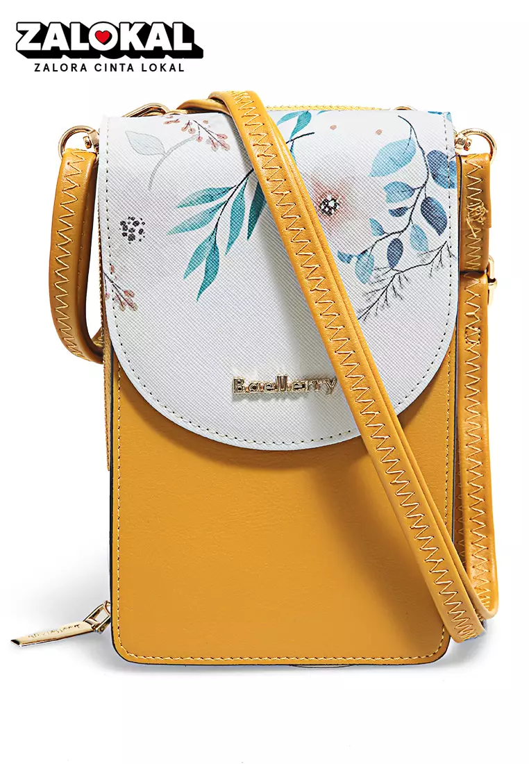 Sling Bag Tas Selempang Wanita Flower Motive Many Pocket Material Leather ORIGINAL