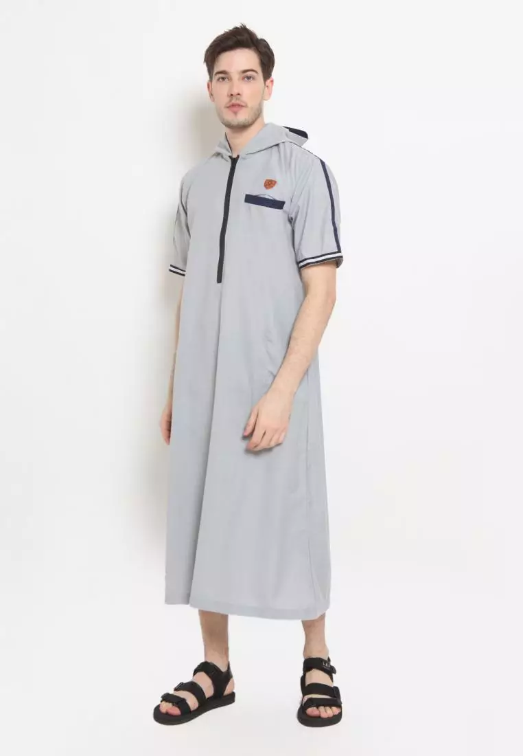 Zayidan Gamis Jubah Muslim Pria Atha Hoodie - Silver