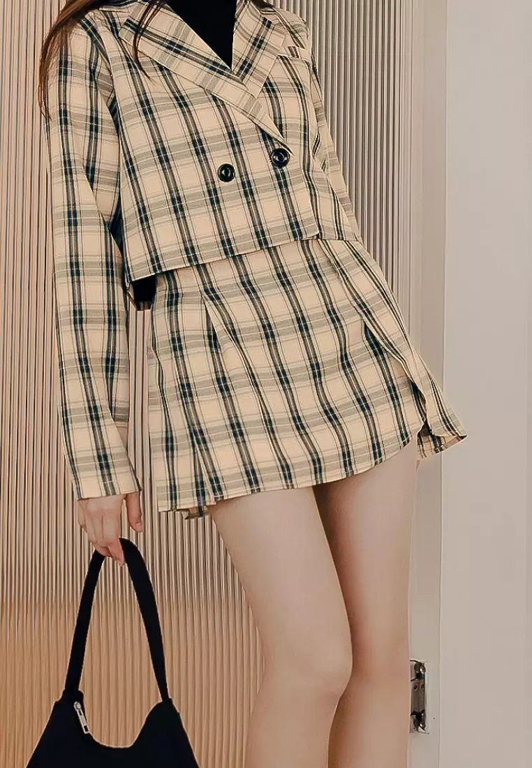 時髦高腰蘇格蘭格紋百褶短裙《CA2655》