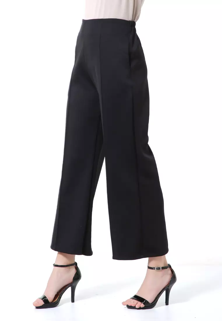 Layilla Scuba Cullote Polos Rok Bawahan Wanita Premium Quality - Black