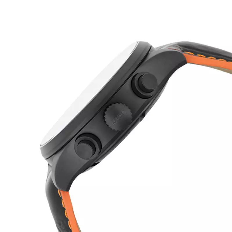 Jam Tangan Pria MIDO Multifort M005.614.36.051.22 Chronograph Automatic Black Dial Black Leather Strap