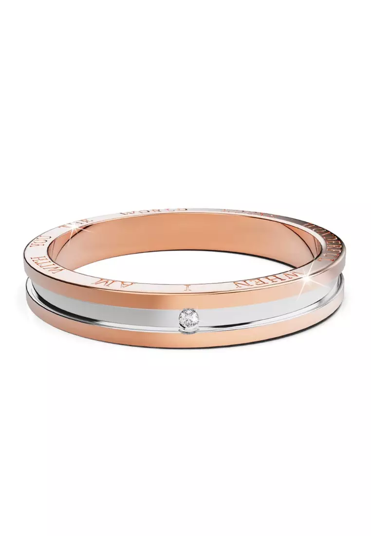 Wedding Band in Dual-Tone Gold Plated Titanium with Genuine 0.005ct Diamond - 8