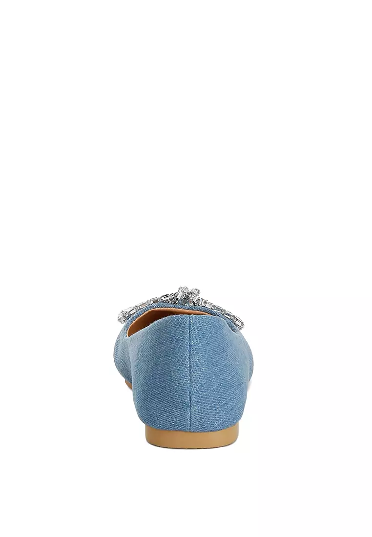 Light Blue Bow Detail Ballet Flats