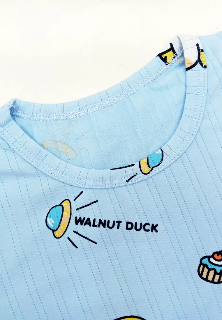 Wakakids Setelan Baju Anak Laki Laki dan Perempuan Lengan Panjang Piyama One Set Bahan Cotton Organik Motif Duck Full Printing Venrc 4390