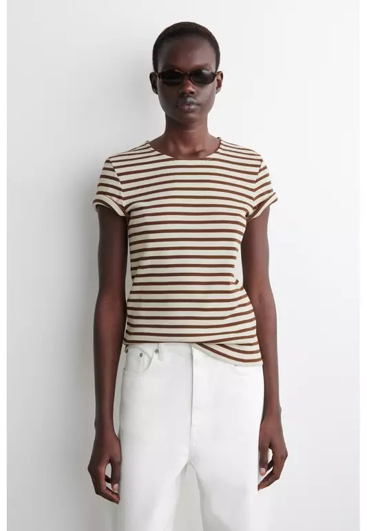 SHRUNKEN SLIM RIBBED T-SHIRT
