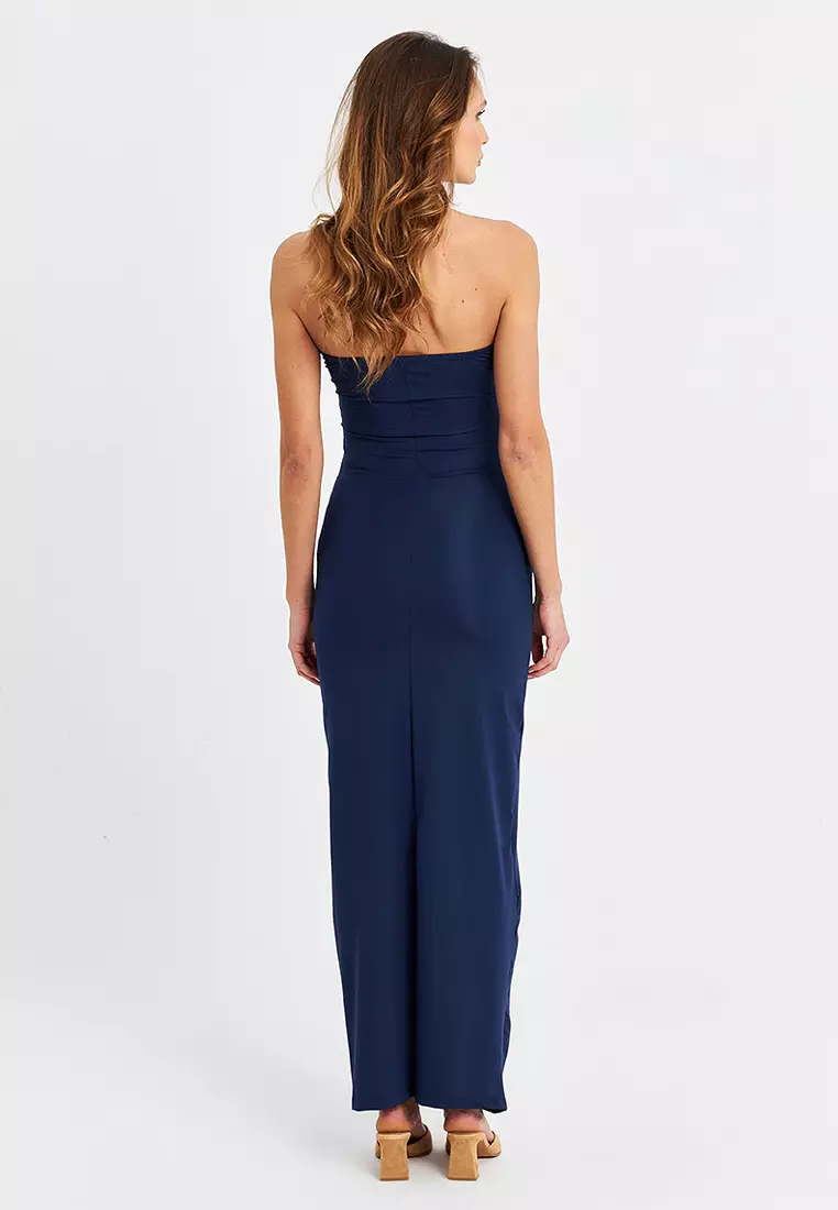 Strapless Slit Maxi Dress