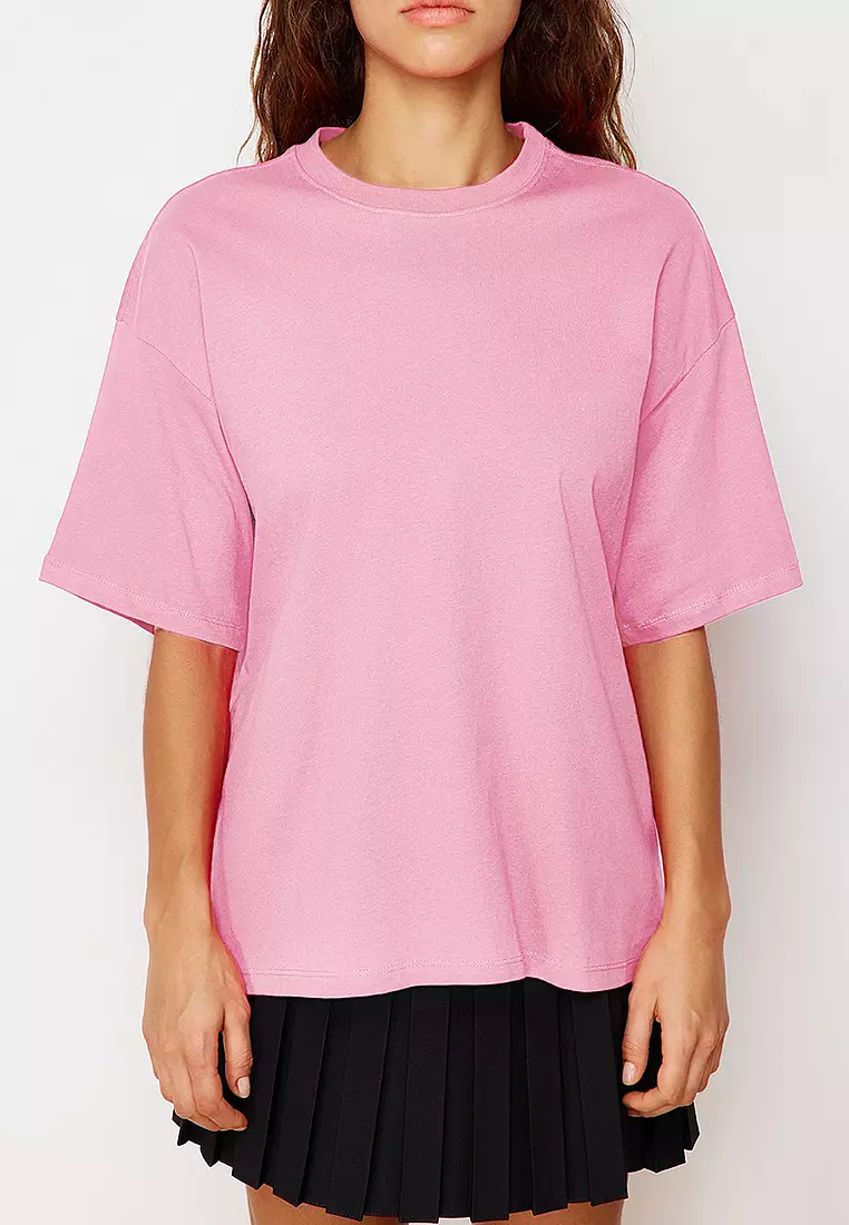 Oversized/Wide Pattern Crew Neck T-Shirt