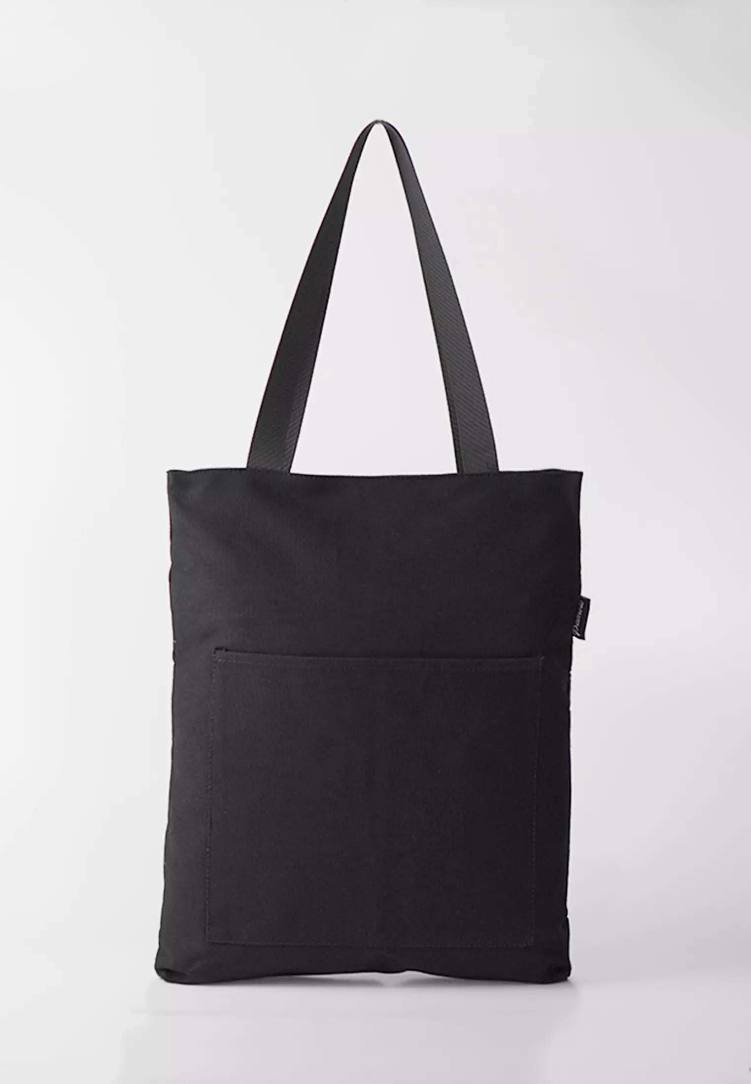 Tote Bag Tas Wanita Bahan Kanvas Penutup Resleting Carry Series Hitam