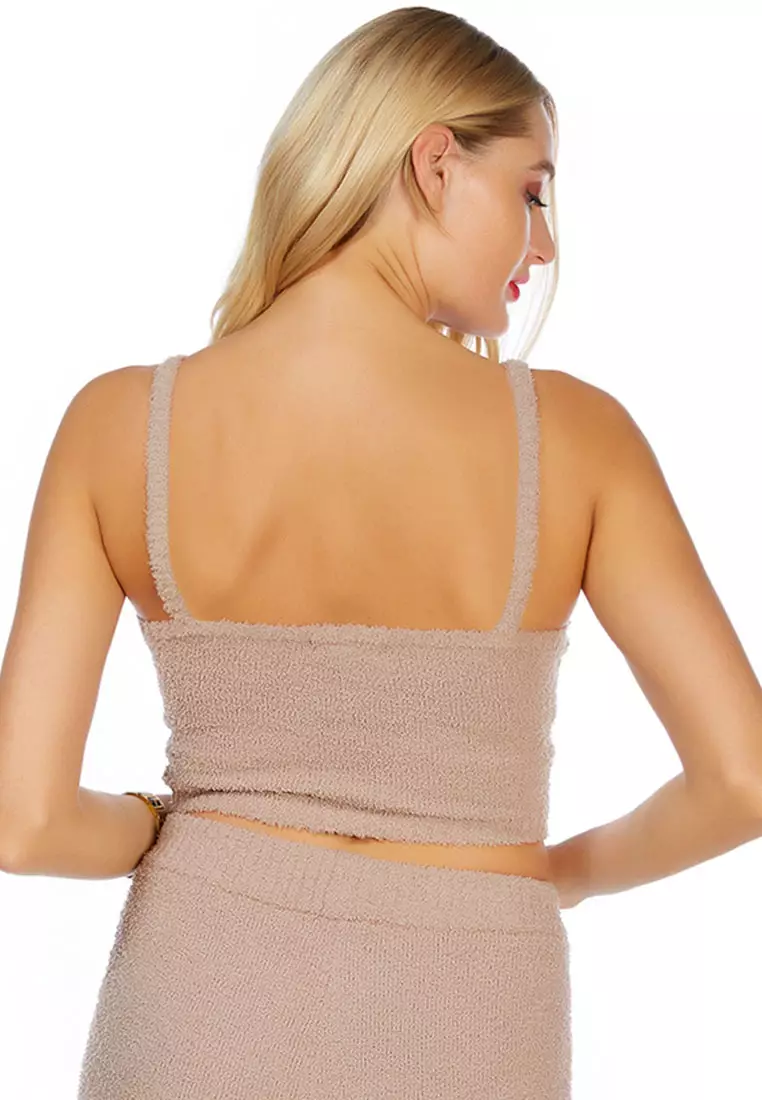 Top Spaghetti rajutan di Mocha