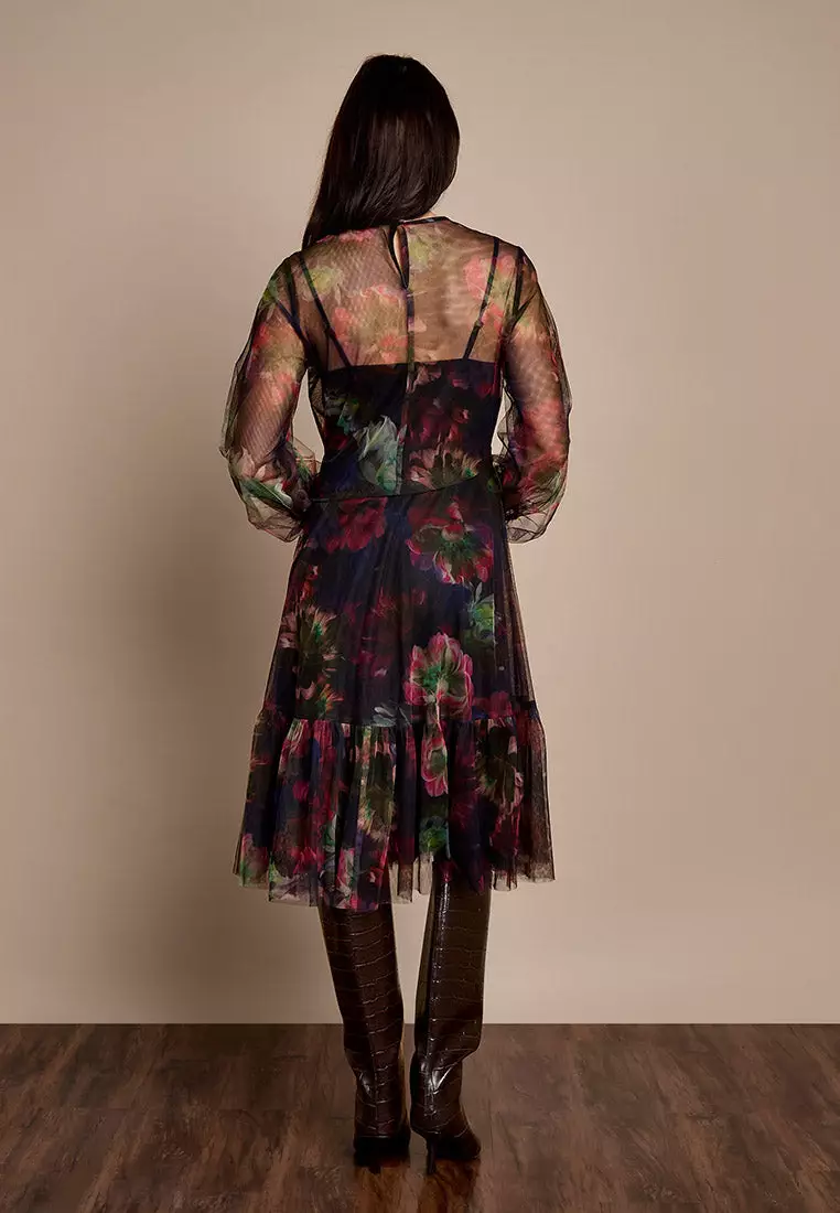 GWD Bettina Floral Mesh Knee Length Dress