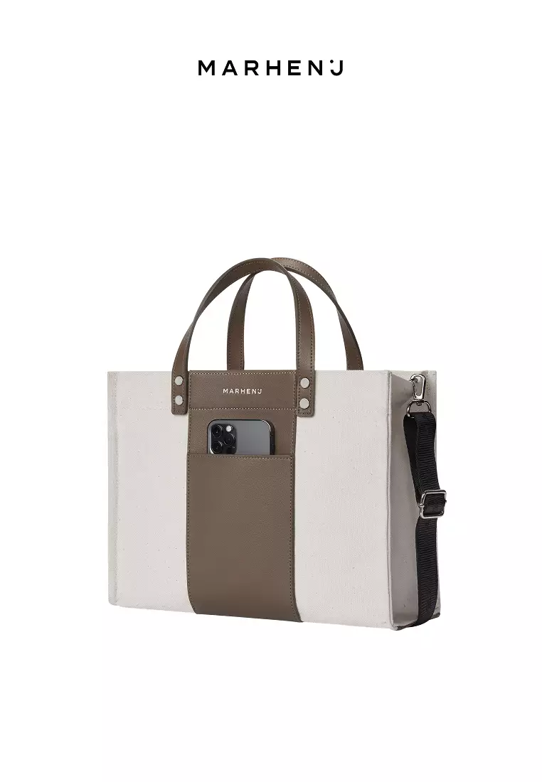 KAI Canvas Vegan Leather Crossbody Bag Neutral Taupe