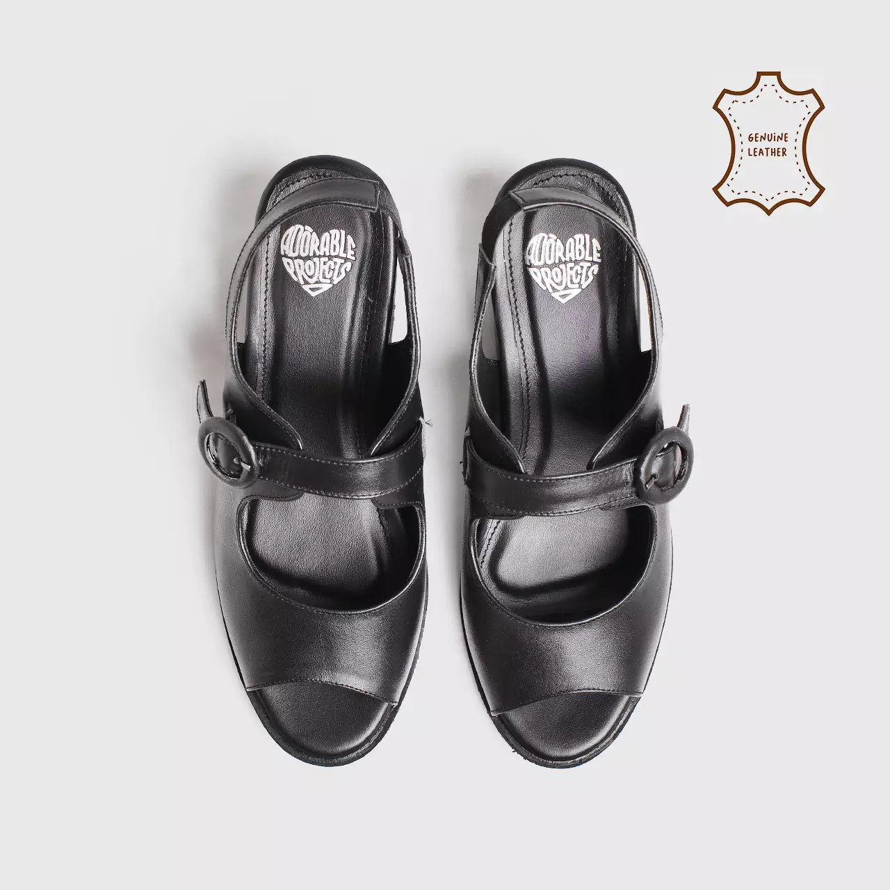 Caria Heels Genuine Leather Black