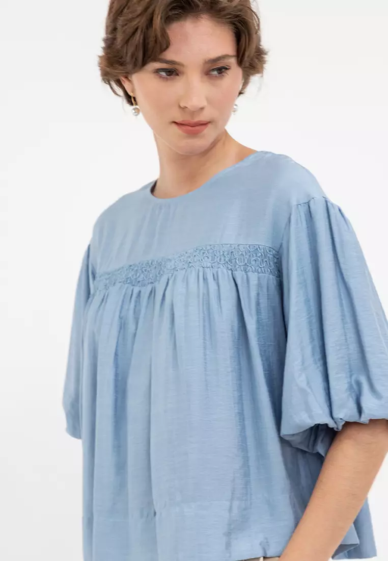 DESMOND Front Smocked Filipiniana Blouse