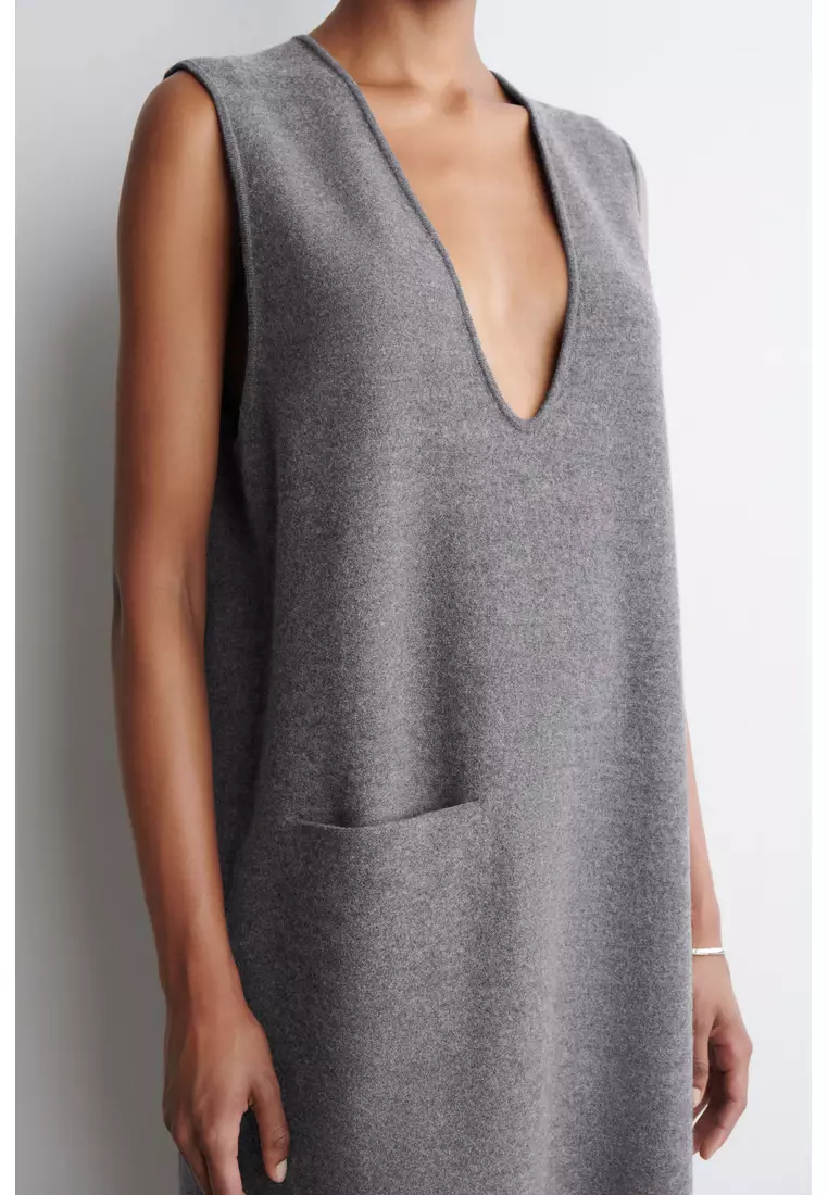 BOILED-WOOL MIDI DRESS