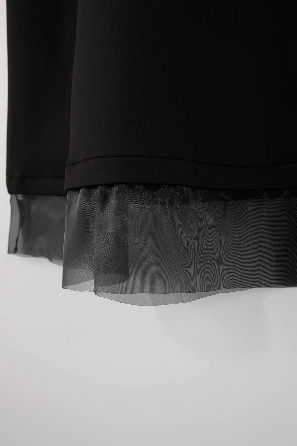 Black Unlined Plain Knitted Hem Tulle Detailed Hijab Skirt Tctss26Ee00001