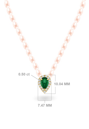 Aquae Jewels yellow Necklace Empress Pearls on 18K Gold, Diamonds & Precious Stones - Emerald - Sapphire - Ruby - Onyx - Yellow Gold,Emerald,Rose Pearl BA152ACD74E1DBGS_1