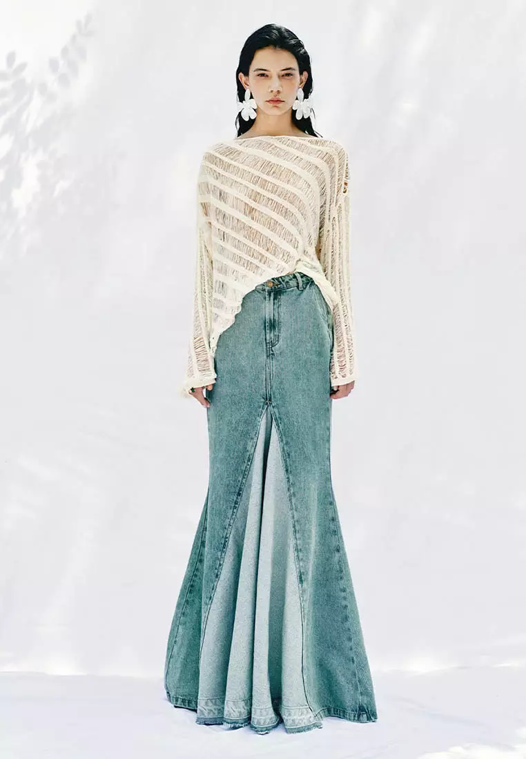 长鱼尾半裙牛仔半裙