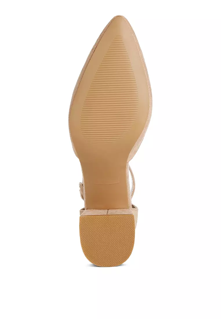 Sandal Santai Bertumit Sedang Warna Beige