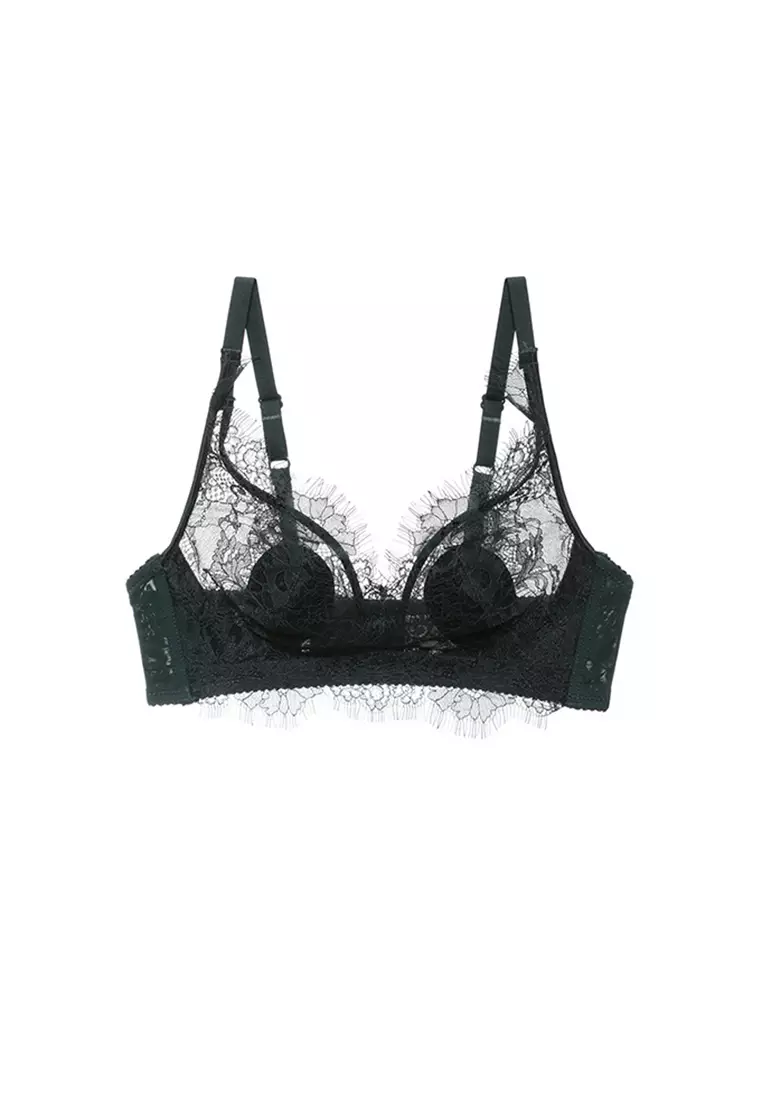 Buy ZITIQUE Wireless Thin Breathable Comfortable Lace Lingerie Set (Bra And  Panty) - Black 2024 Online