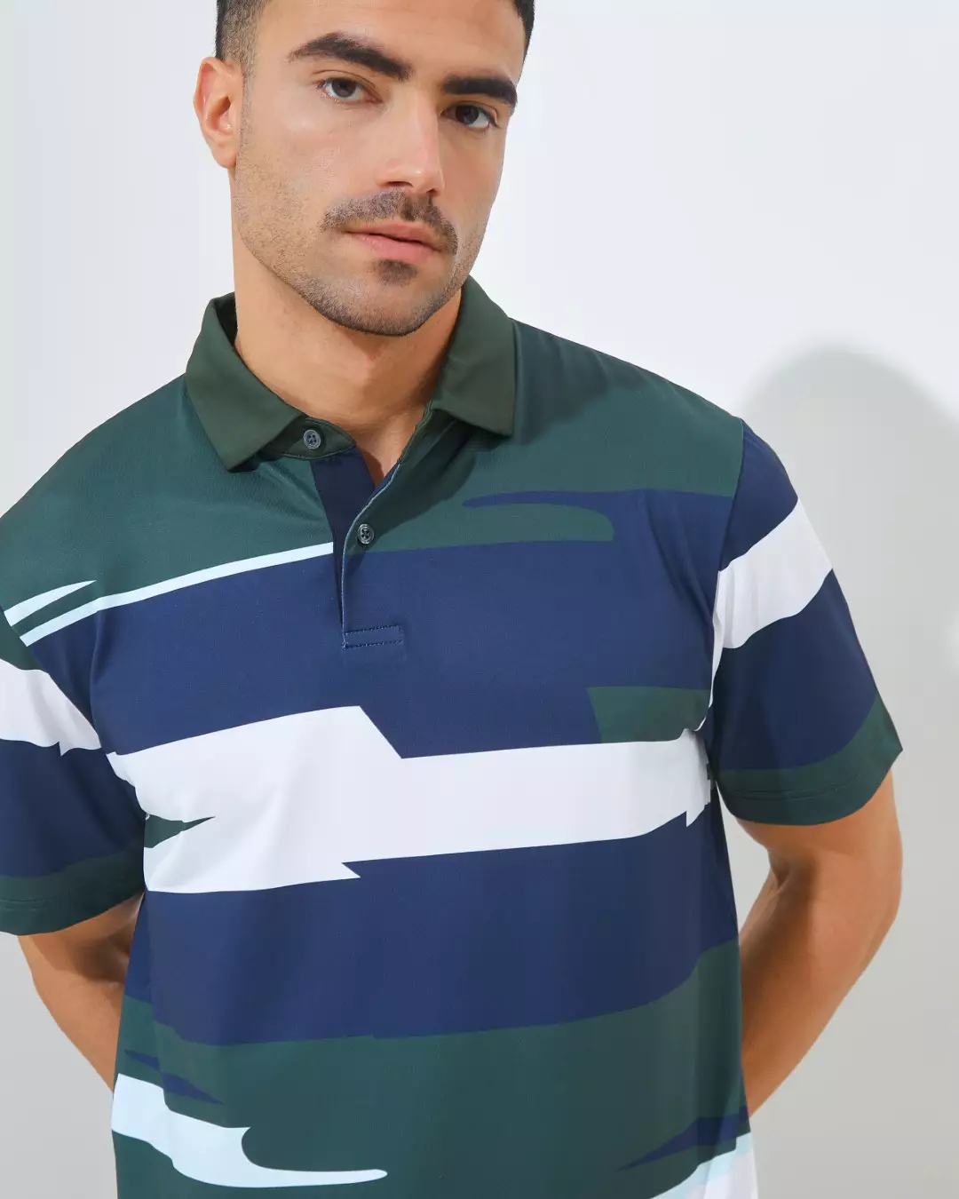 Jack Nicklaus Ladder PremiumModern Print Polo Olive Shadow Colour Olive Shadow