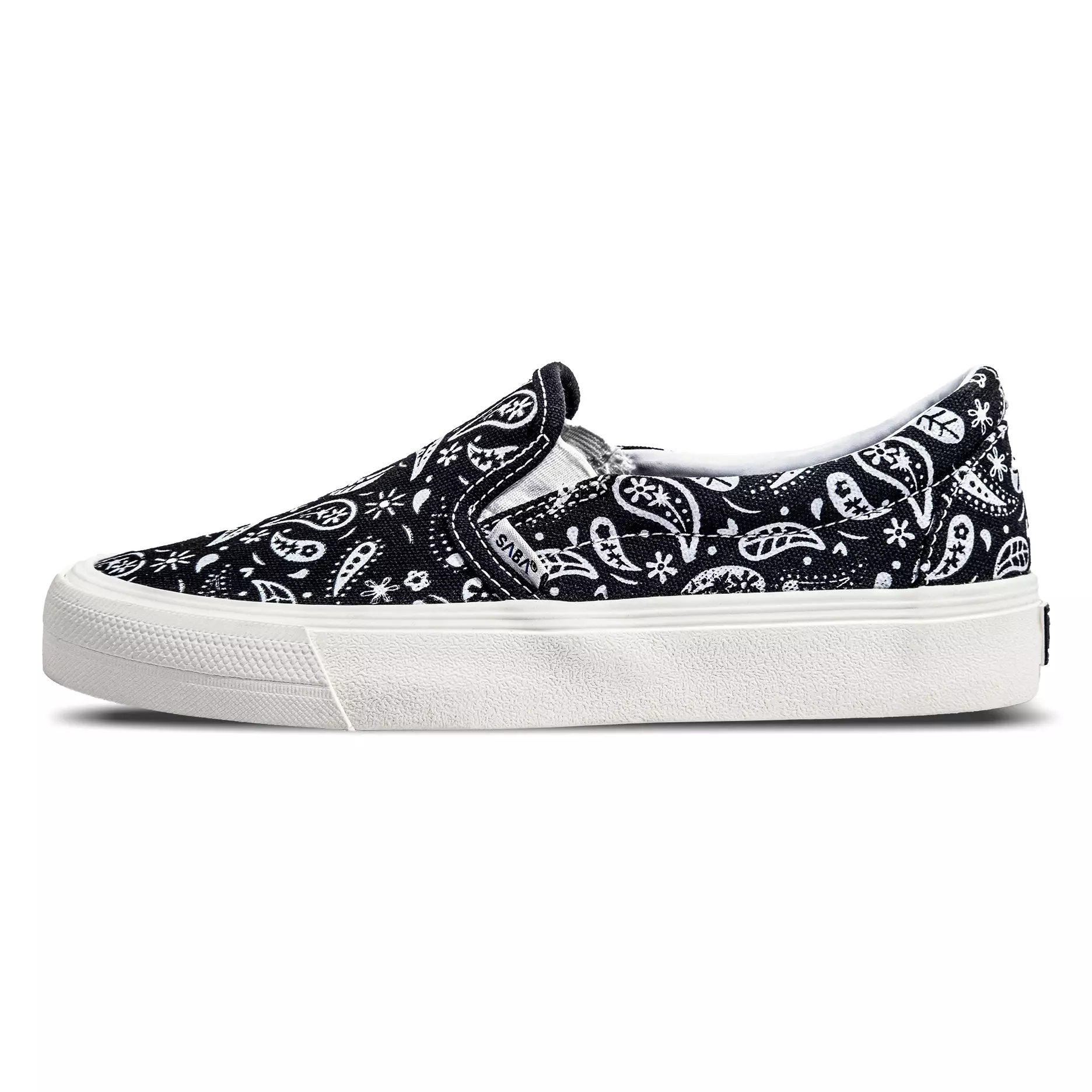 SABA Slip on Paisley Basic Black White - Sepatu Sneakers Casual Pria Wanita Original 100% PSL 01