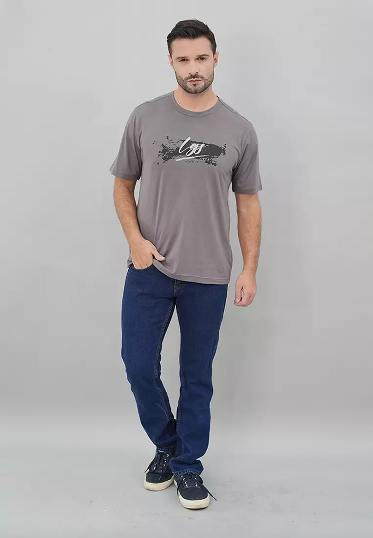 LGS - Kaos Casual Pria Motif Sablon Warna Abu-Abu CTS.231.N3352.02.C
